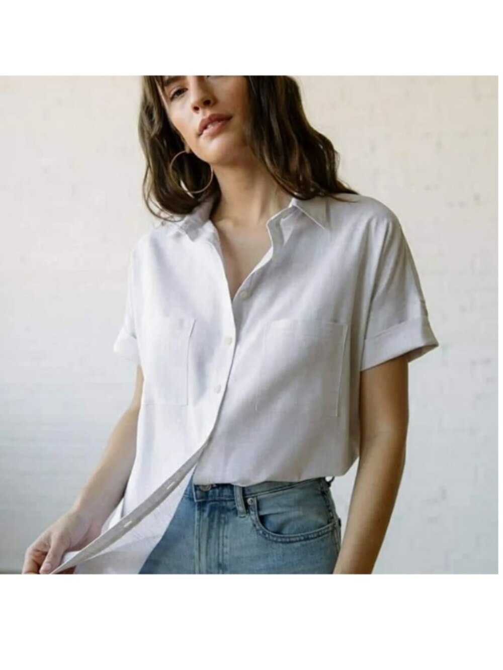 Tradlands Linen Short Sleeve Box Top Button Down Shirt Size XL NWOT